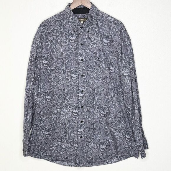 Stetson Black and White Paisley Print Button Down Shirt - Men’s US 2XL - Picture 1 of 8